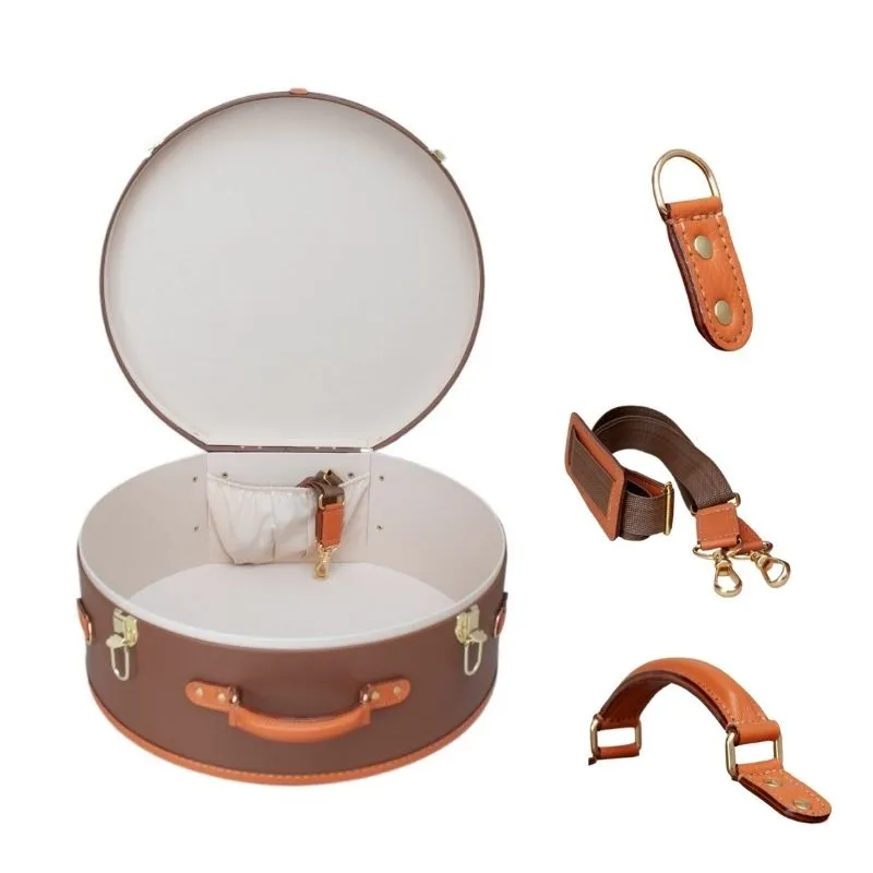 Amber Brown  Leather Top Layer Cowhide Cosmetic Storage Box